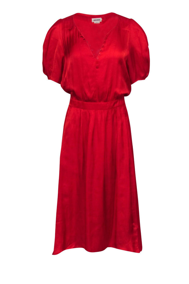 Current Boutique-Zadig & Voltaire Red Satin High Low Maxi Dress Sz L