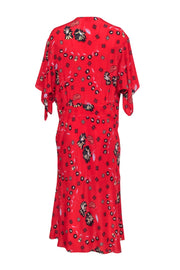 Current Boutique-Zadig & Voltaire - Red w/ Navy & Pale Yellow Mixed Print Maxi Dress Sz L