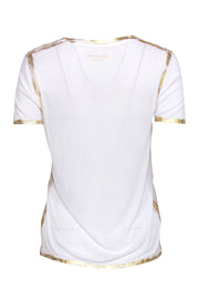 Current Boutique-Zadig & Voltaire - White Modal Classic White Tee w/ Gold-Toned Distressing Sz S