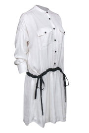 Current Boutique-Zadig & Voltaire - White Satin Button Front Drawstring Dress Sz S