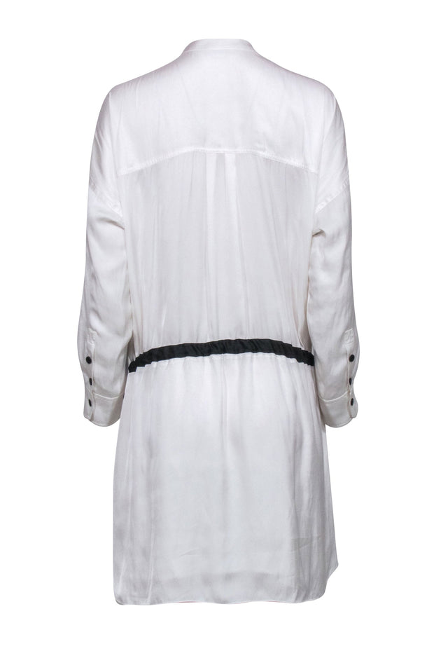 Current Boutique-Zadig & Voltaire - White Satin Button Front Drawstring Dress Sz S