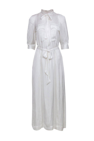 Current Boutique-Zadig & Voltaire - White Satin Crop Sleeve Dress Sz S