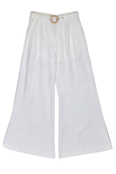 Current Boutique-Zimmermann - Ivory Belted Linen Pants Sz 6