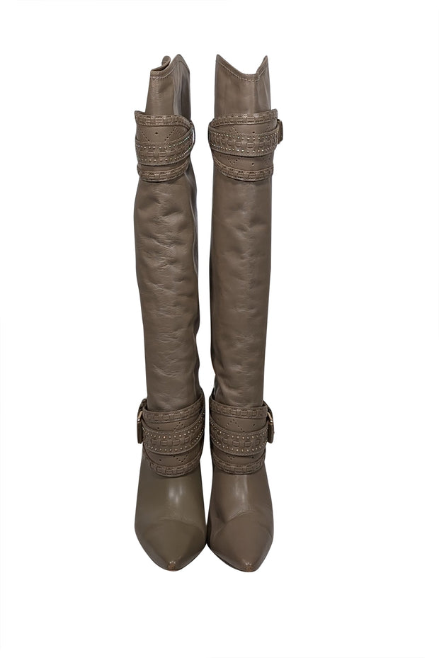 Current Boutique-Zimmermann - Taupe Leather Knee High Heeled Boots Sz 10