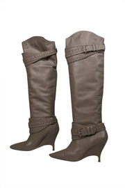 Current Boutique-Zimmermann - Taupe Leather Knee High Heeled Boots Sz 10