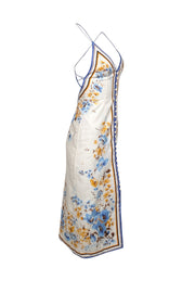 Current Boutique-Zimmermann - White, Blue, & Orange Sleeveless Button Front "Halcyon" Dress Sz 2P