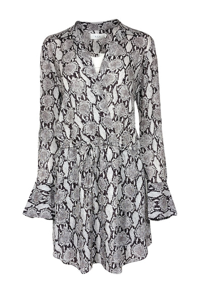 Current Boutique-A.L.C. - White & Grey Snakeskin Print Silk Dress Sz 8