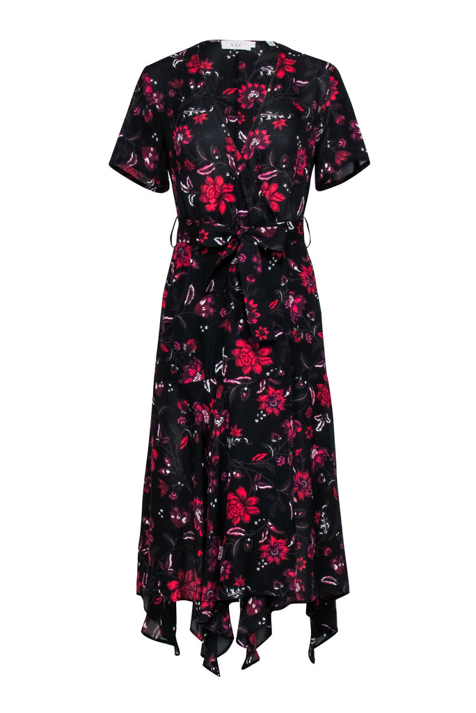A.L.C. - Black & Red Floral Wrap Dress Sz 4 | Current Boutique