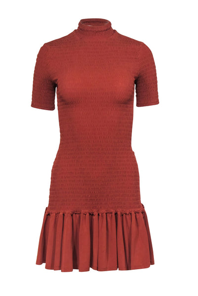 Current Boutique-A.L.C. - Burnt Orange "Aston" Smocked Mini Dress Sz S