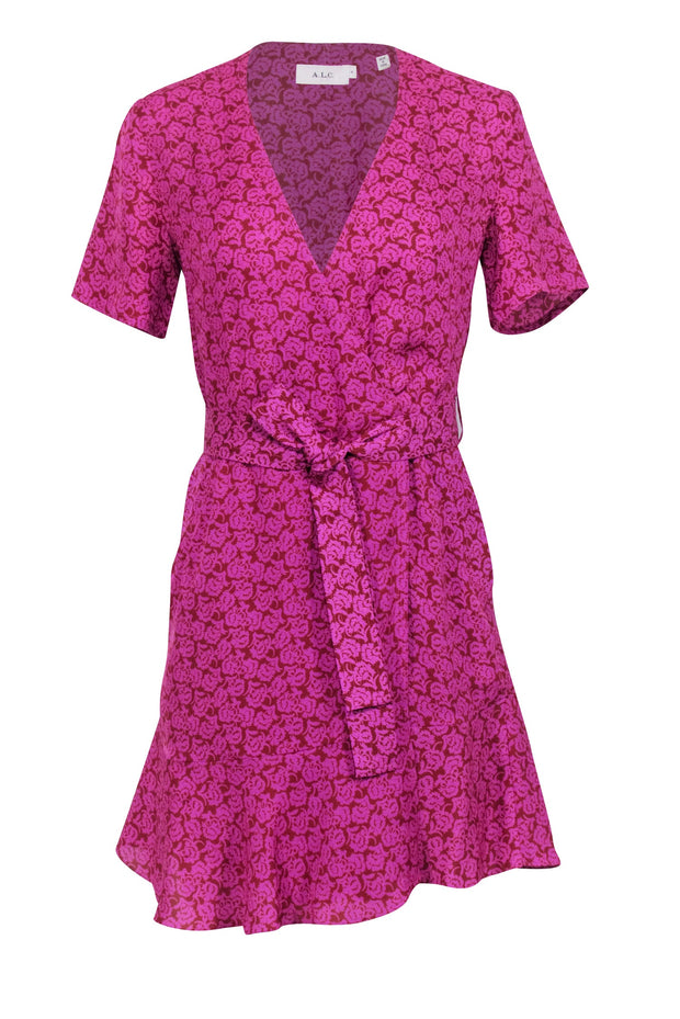 A.L.C. - Pink & Rust Red Paisley Printed Mini Wrap Dress Sz 4 | Current  Boutique