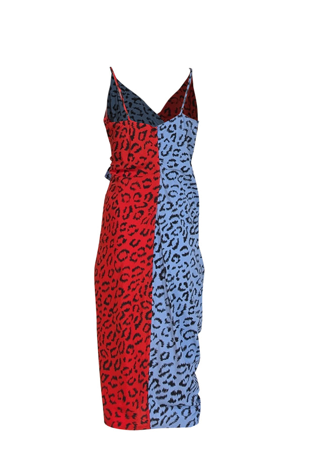 alc blue leopard dress Ashley Lauren 11674 - Sleeveless Cheetah Printed Embellished Prom Gown 16 / Light Blue