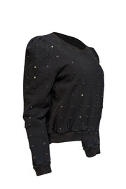 Current Boutique-A.L.C. - Black Embellished Puff Sleeve Sweater Sz L