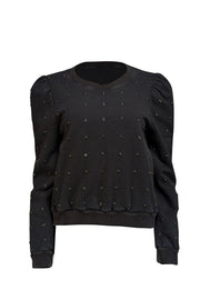 Current Boutique-A.L.C. - Black Embellished Puff Sleeve Sweater Sz L
