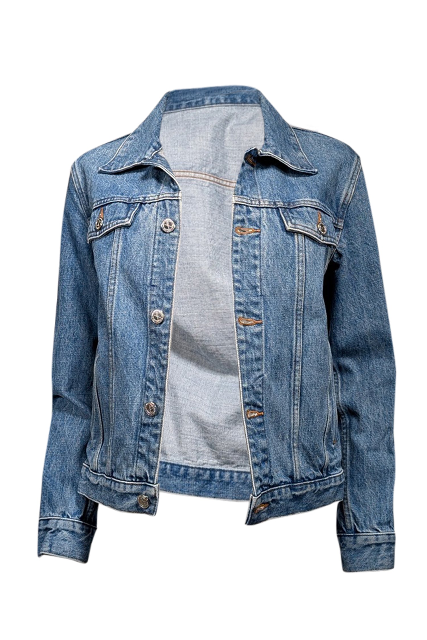 A.P.C. - Blue Medium Wash Denim Jacket Sz XS | Current Boutique