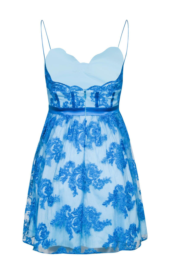 Current Boutique-Aidan Mattox - Blue Sleeveless Bustier Fit & Flare Dress Sz 0