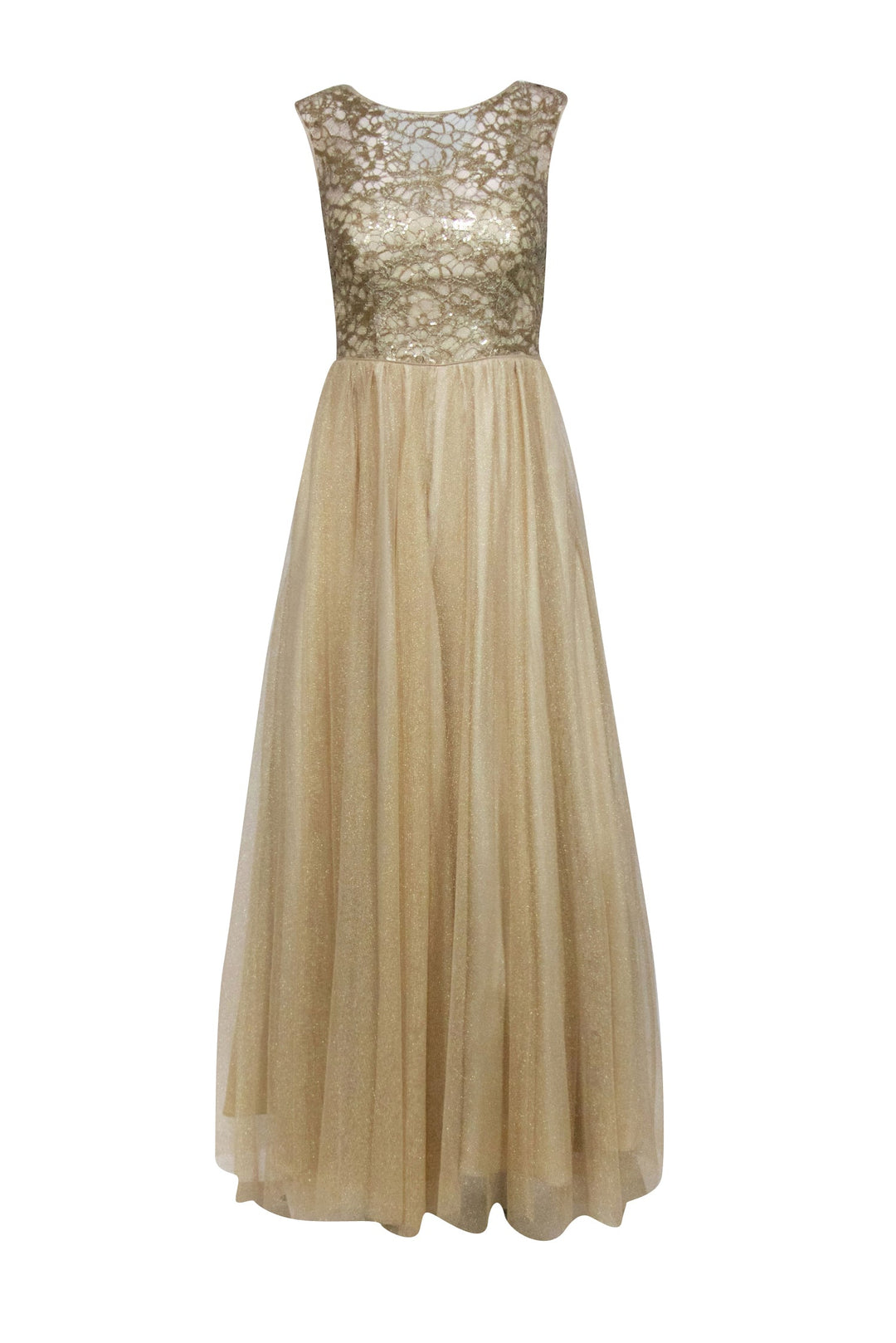 Aidan Mattox - Gold Lace Bodice w/ Tulle Long Bottom Formal Dress Sz 2 Aidan Mattox - Gold Lace Bodice w/ Tulle Long Bottom Formal Dress Sz 2