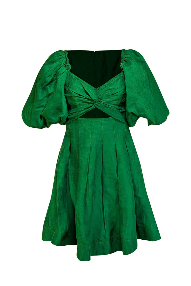 aje green dress puff sleeves Aje. Dusk Knot Puff Sleeve Mini Dress in Green