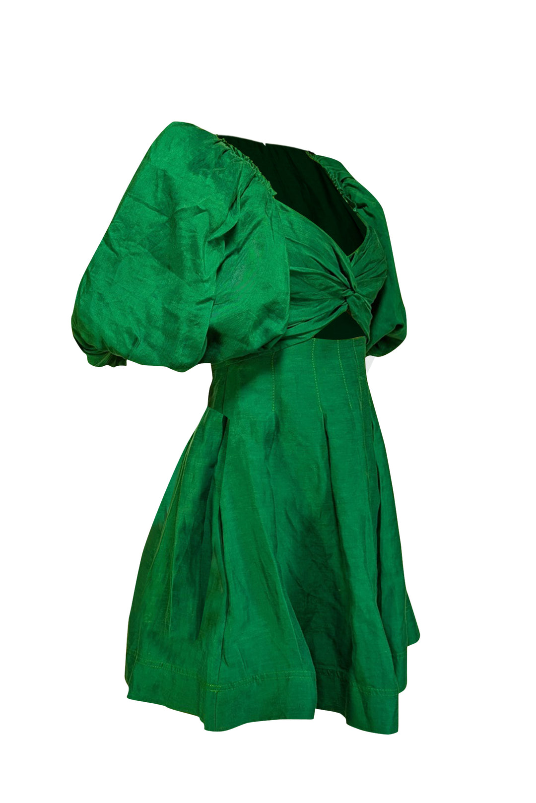 Aje - Green Puff Sleeve Bust Cut Out Dress Sz S Aje - Green Puff Sleeve Bust Cut Out Dress Sz S