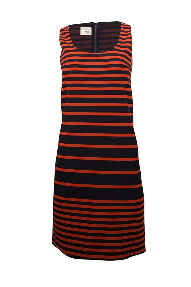 navy and orange striped dress Navy and Orange Stripe Mini Dress M
