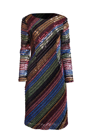 Alcoolique - Black w/ Rainbow Sequins Mesh Long Sleeve Dress Sz 8 - Current Boutique