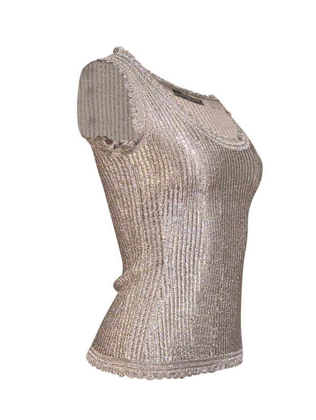 Current Boutique-Alexander McQueen - Silver Metallic Sleeveless Knit Top Sz S