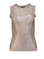 Current Boutique-Alexander McQueen - Silver Metallic Sleeveless Knit Top Sz S