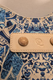 Current Boutique-Alexander McQueen - Blue & White Paisley Print Canvas Manta Clutch Bag