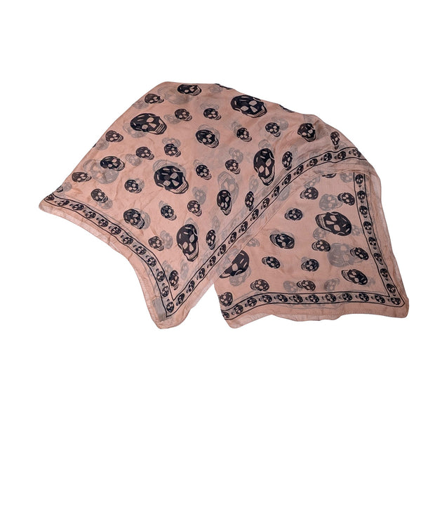 Alexander McQueen - Mauve &amp; Black Skull Print Scarf - Current Boutique
