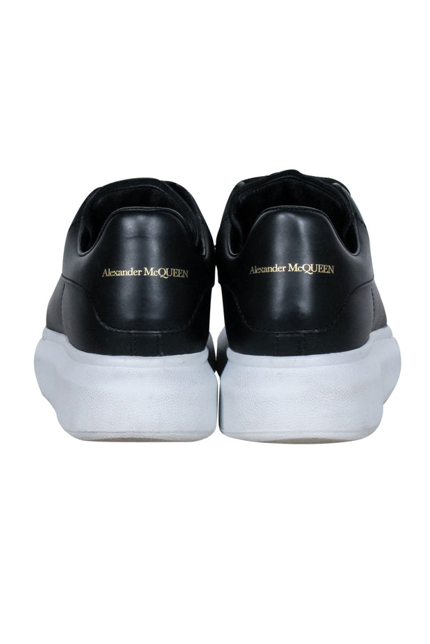 Current Boutique-Alexander McQueen - Black Leather Lace Up Sneakers Sz 6.5