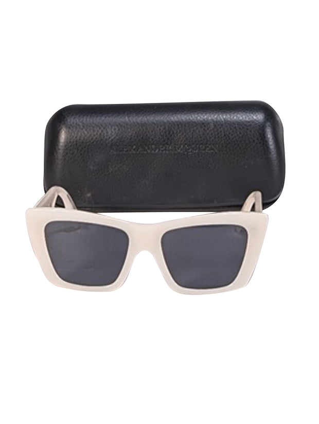 Current Boutique-Alexander McQueen - White Cat Eye Square Sunglsses