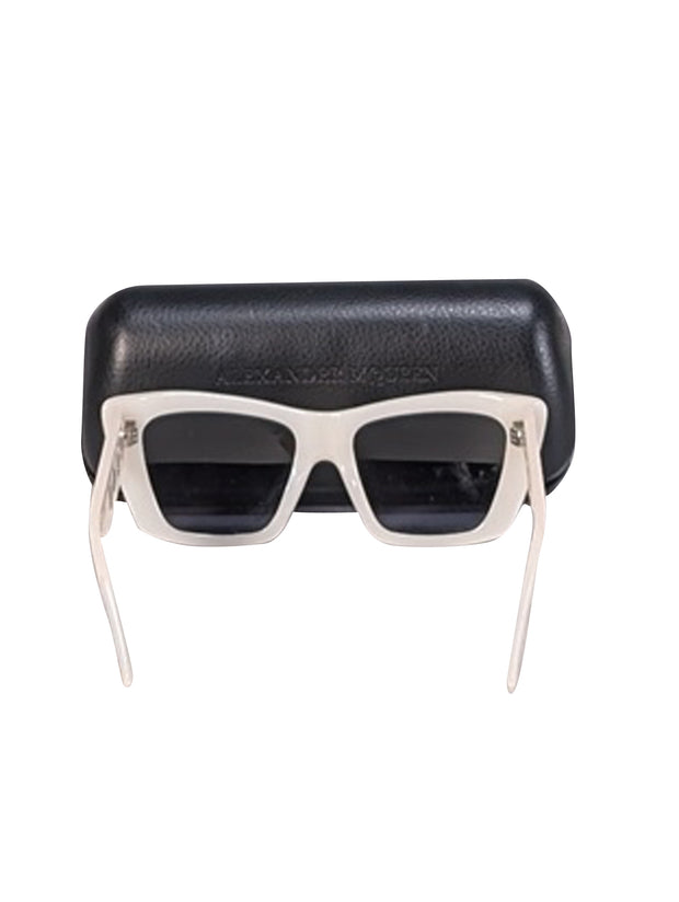 Current Boutique-Alexander McQueen - White Cat Eye Square Sunglsses