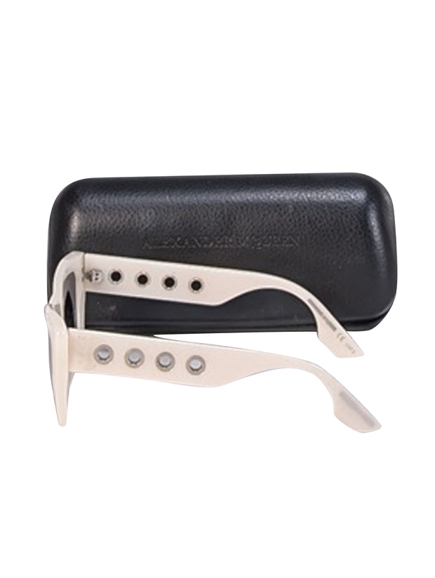 Current Boutique-Alexander McQueen - White Cat Eye Square Sunglsses