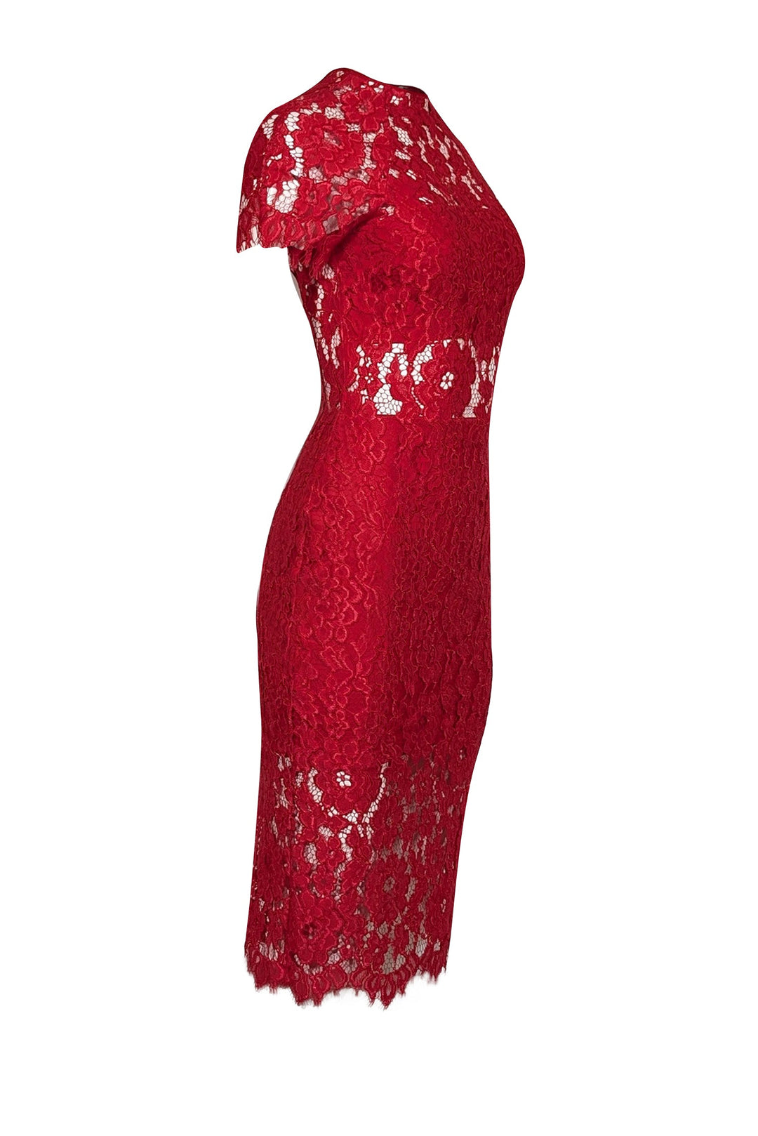 Alexis - Red Lace Short Sleeve Midi Dress Sz S Alexis - Red Lace Short Sleeve Midi Dress Sz S