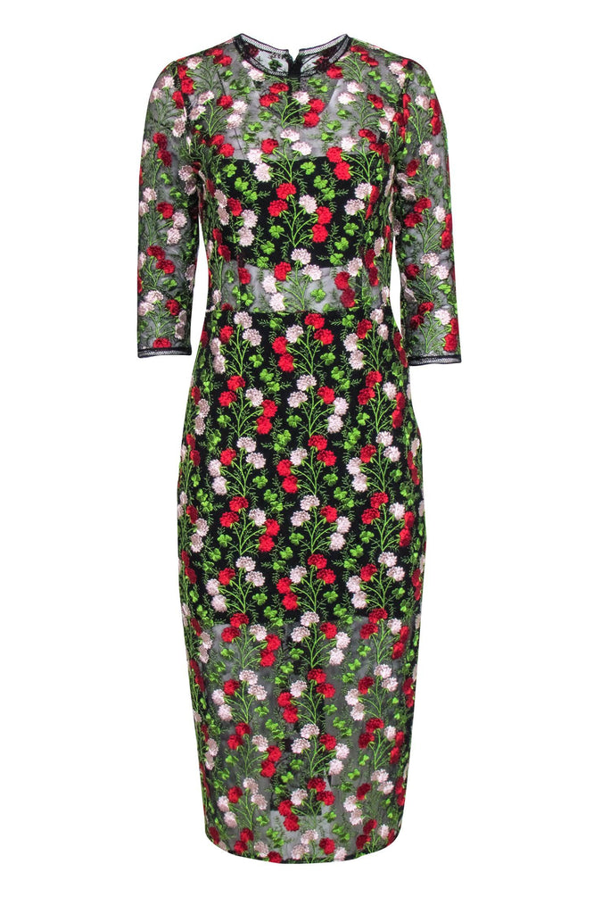 alexis floral midi dress Selma Floral Alexis Poplin Cotton Voile Tiered Midi Dress Curve COBALT-BLUE / 2X by Sugarlips