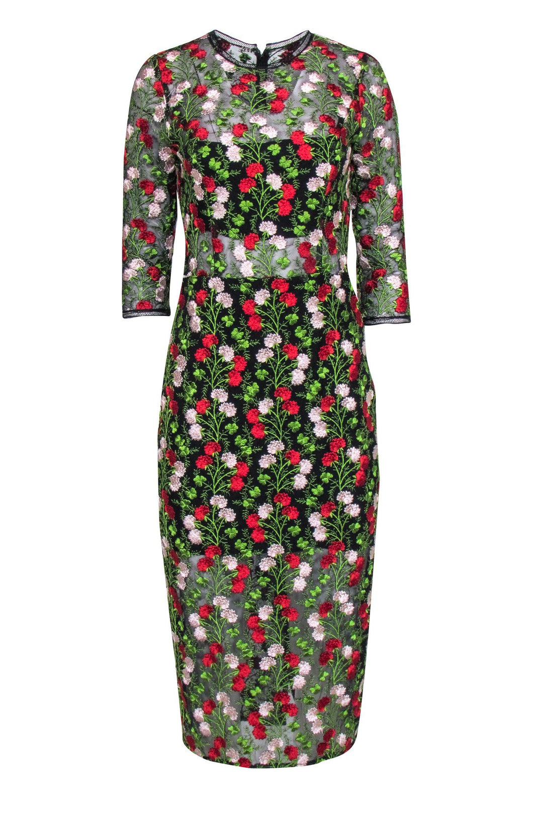 Alexis - Black & Multi Color Floral Embroidered Dress Sz L Alexis - Black & Multi Color Floral Embroidered Dress Sz L