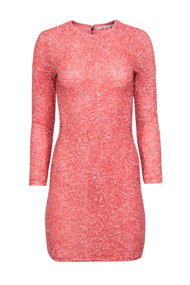 Alice + Olivia Delora Sequin Mini Dress in Rose
