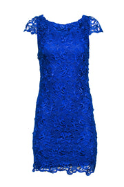 Alice & Olivia - Royal Blue Lace Key Hole Back Cap Sleeve Dress Sz 4 Alice & Olivia - Royal Blue Lace Key Hole Back Cap Sleeve Dress Sz 4