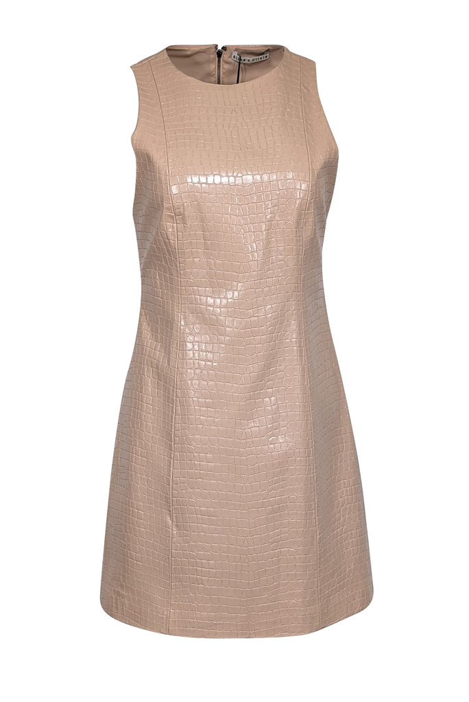 Alice & Olivia - Beige Croc-Embossed Faux Leather Mini Dress Sz 6 Alice & Olivia - Beige Croc-Embossed Faux Leather Mini Dress Sz 6