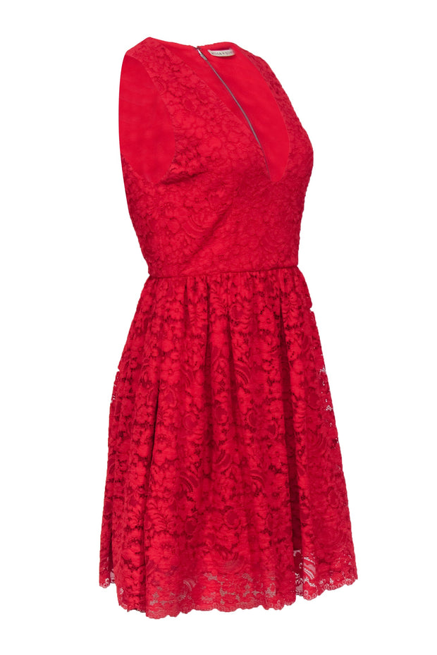 Alice & Olivia - Red Lace Sleeveless Fit & Flare Dress Sz S Alice & Olivia - Red Lace Sleeveless Fit & Flare Dress Sz S