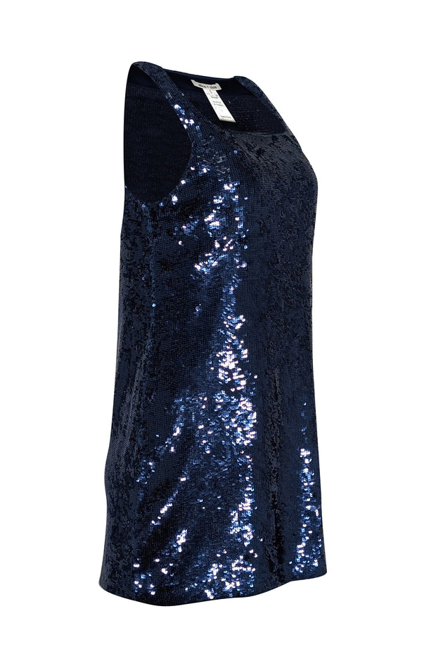 Alice & Olivia - Blue Sequin Square Neck Mini Dress Sz S Alice & Olivia - Blue Sequin Square Neck Mini Dress Sz S