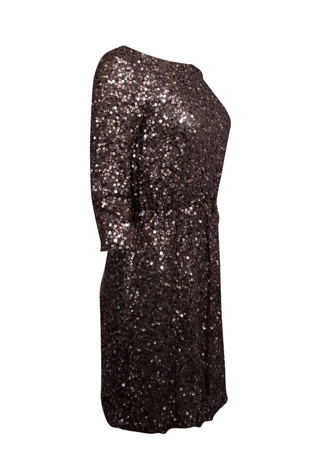 Alice & Olivia - Brown Fit & Flare Dress w/ Bronze Sequins Sz S Alice & Olivia - Brown Fit & Flare Dress w/ Bronze Sequins Sz S