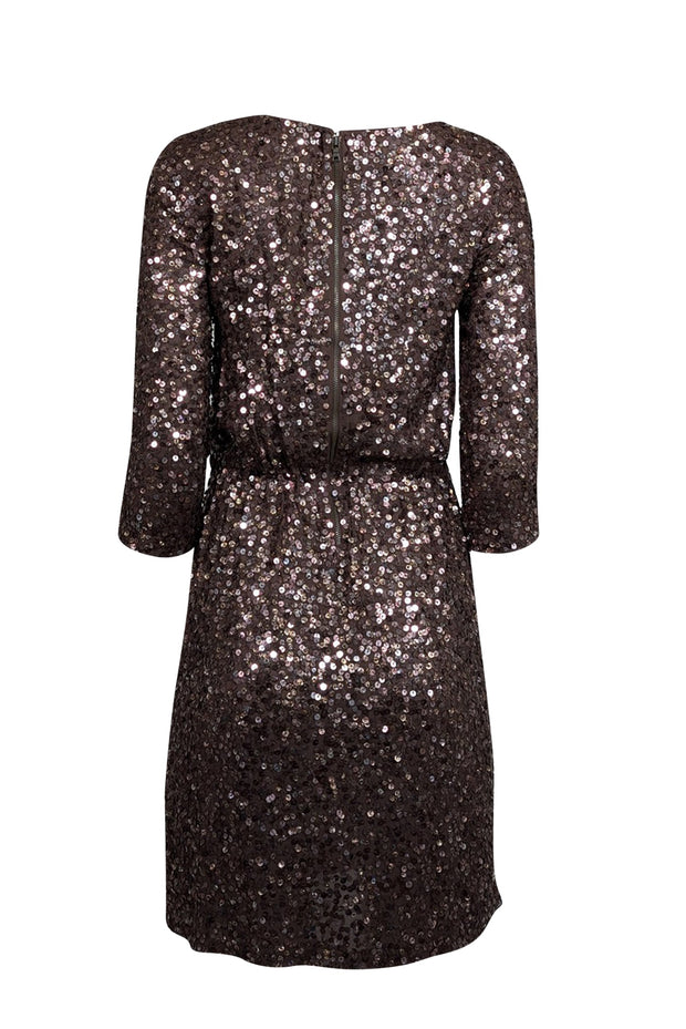 Alice & Olivia - Brown Fit & Flare Dress w/ Bronze Sequins Sz S Alice & Olivia - Brown Fit & Flare Dress w/ Bronze Sequins Sz S
