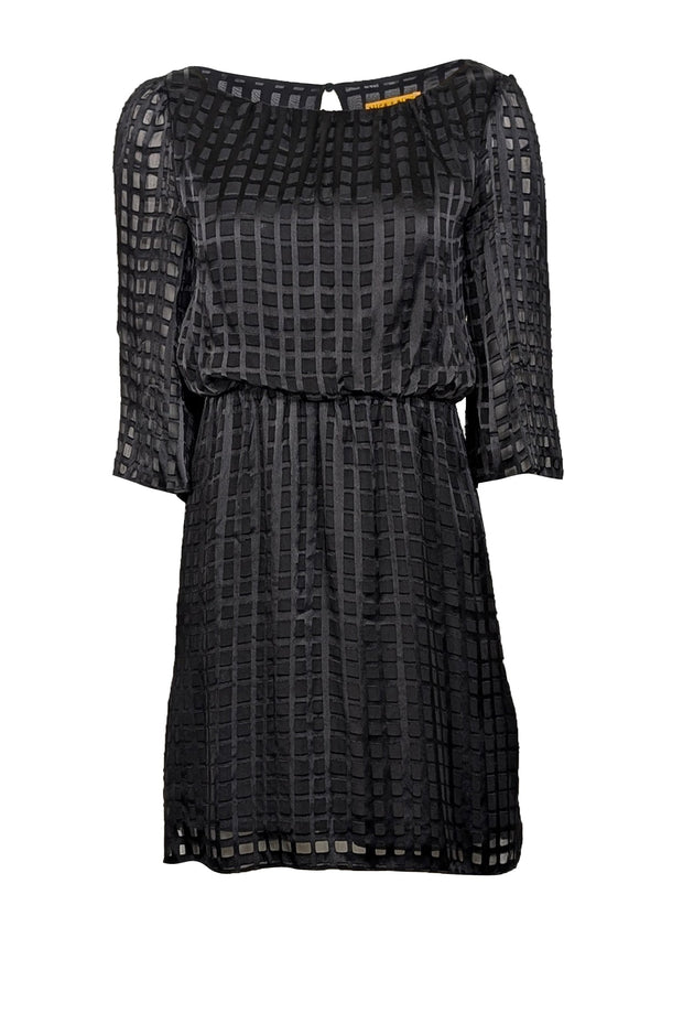 alice and olivia black silk dress Alice + Olivia Harmony Silk-Trim Cowl Chainmail Dress, 10 / Black