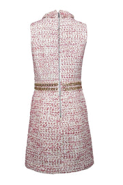 Alice & Olivia - White, Raspberry, & Gold Tweed Chain-Trimmed Dress Sz 10 Alice & Olivia - White, Raspberry, & Gold Tweed Chain-Trimmed Dress Sz 10