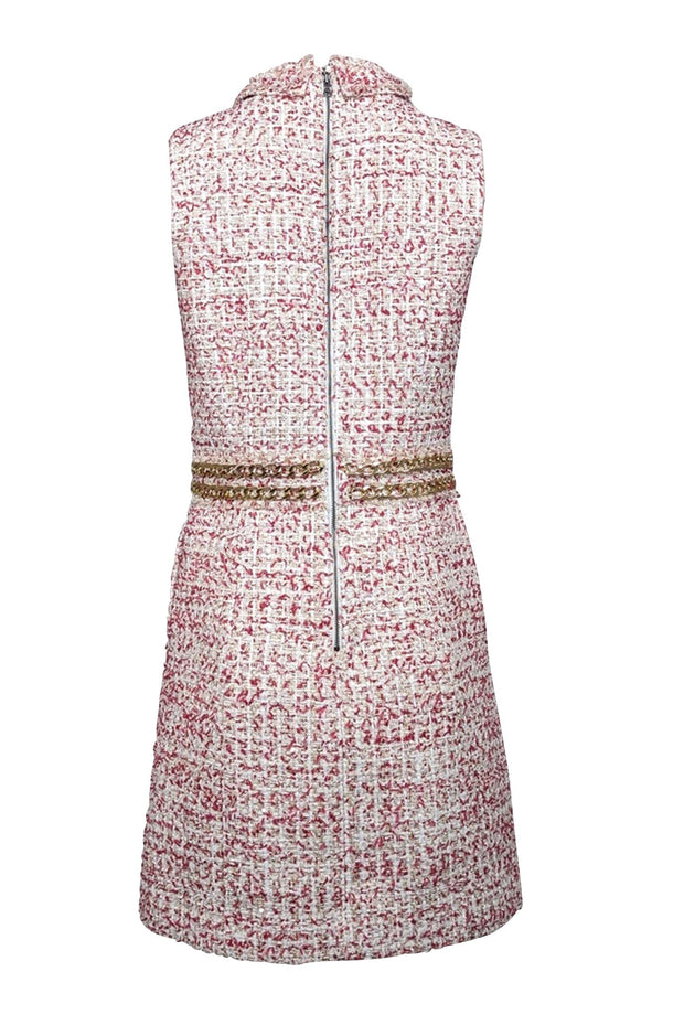 Alice & Olivia - White, Raspberry, & Gold Tweed Chain-Trimmed Dress Sz Alice & Olivia - White, Raspberry, & Gold Tweed Chain-Trimmed Dress Sz