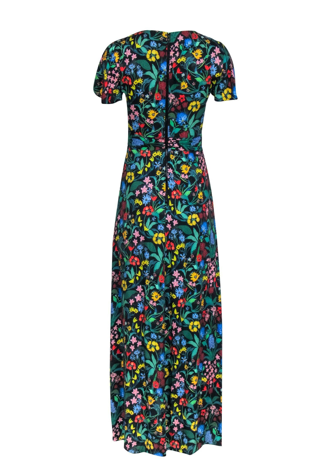 Alice & Olivia - Black & Multi Color Floral Print Hi-Low Wrap Dress Sz Alice & Olivia - Black & Multi Color Floral Print Hi-Low Wrap Dress Sz