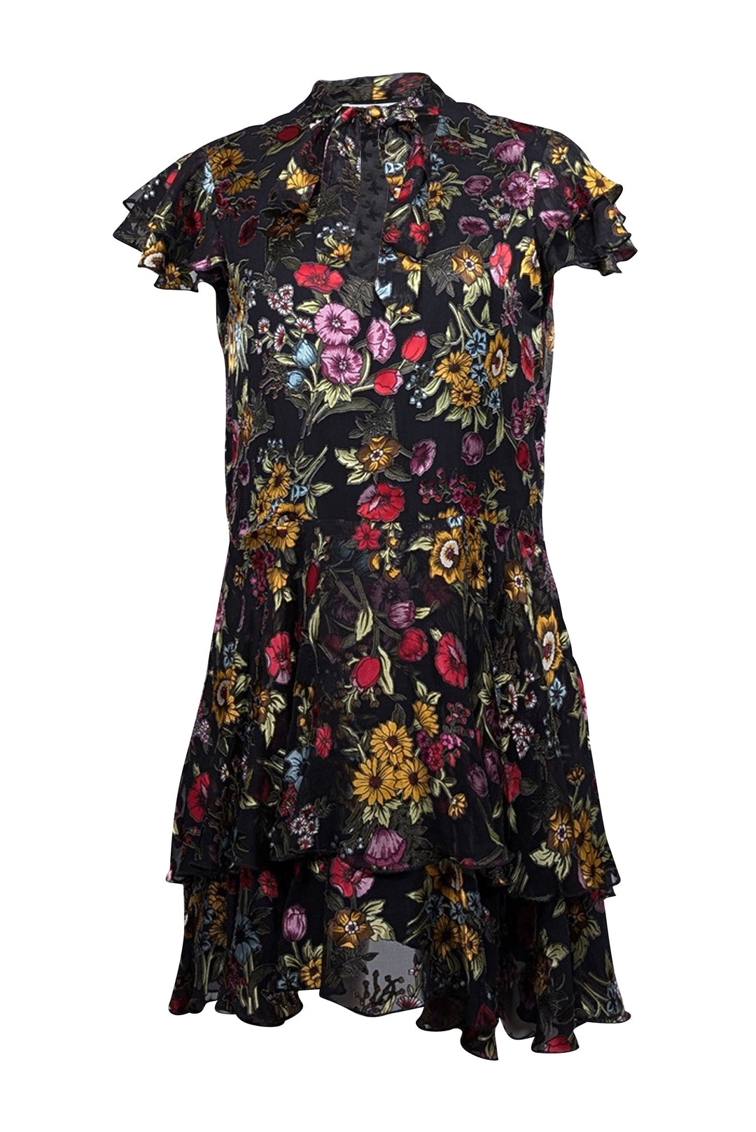alice and olivia black floral dress Jocelyn Black and White Midi Dress – Girl In Mind main image 0