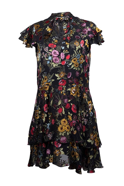 alice and olivia black dress with flowers Alice + Olivia Delora Mini Dress, Size 4