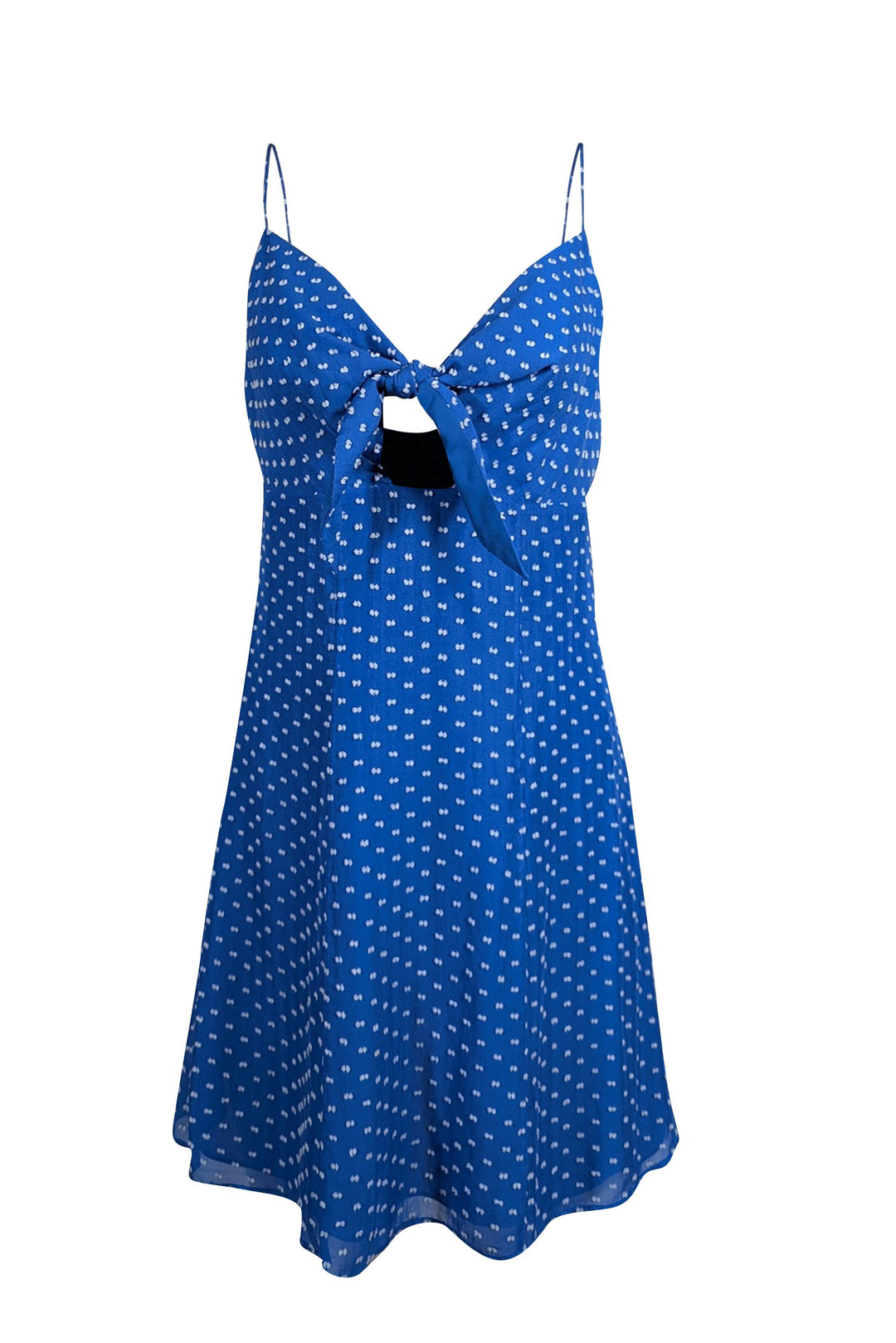Alice & Olivia - Blue & White Swiss Dot Tie Front Mini Dress Sz 4