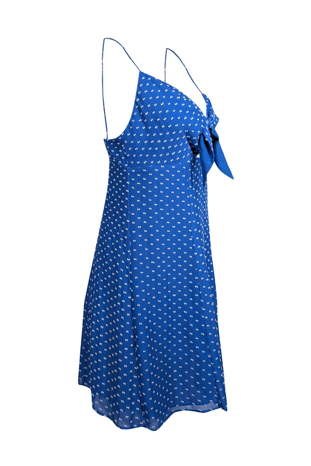 alice + olivia Roe Tie Front Flare Dress Imperial Blue/White 4